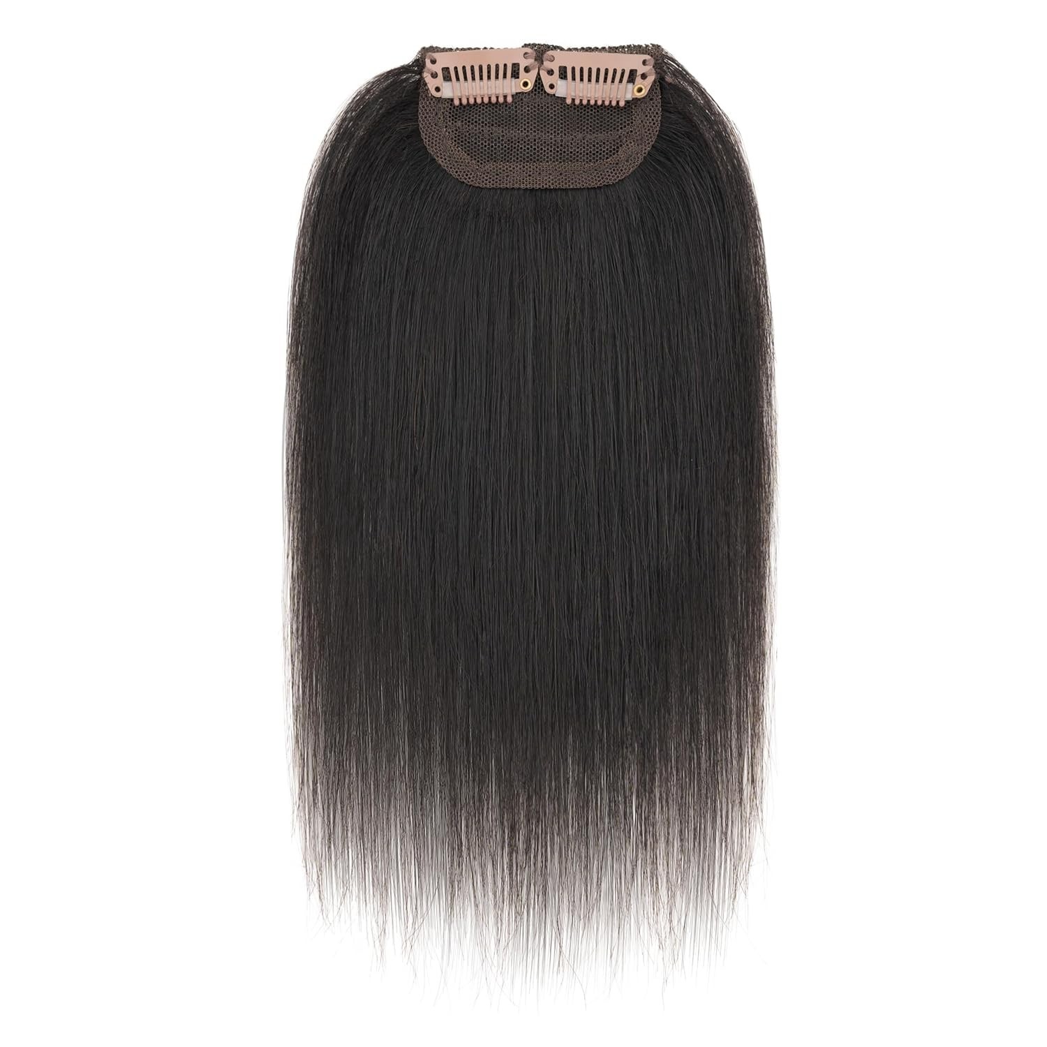 Clip in Short Hair Extensions 2PCS Seamless Invisible Real Human Hair 8Inch #1B
