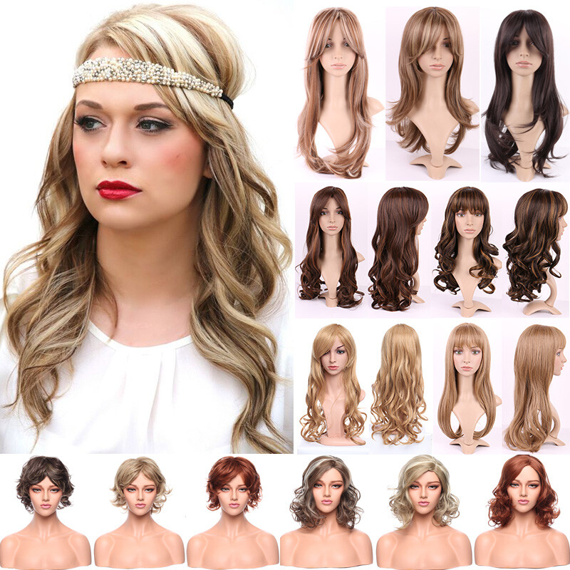 Real Thick Hair Full Wigs Natural Long Wavy Full Wig Heat Resistant Multi Color
