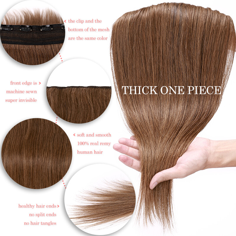 Clip in 100% Real Remy Human Hair Extensions 3/4 Full Head Thick Weft One Piece