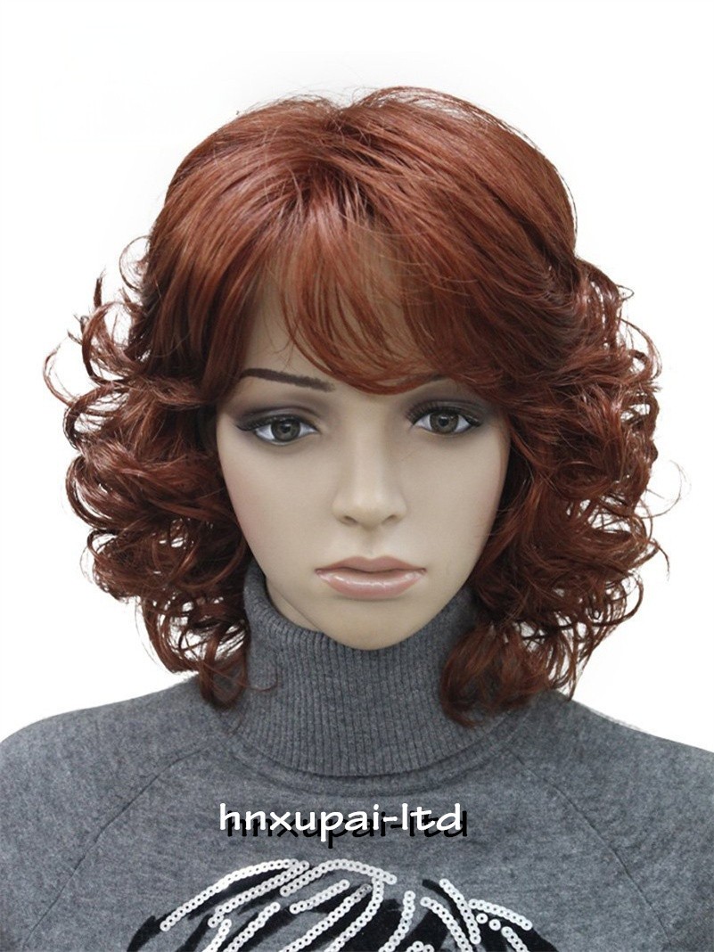 Short Loose Curls Curly Ash Brown Blonde Mix Synthetic Hair Wigs Women Soft