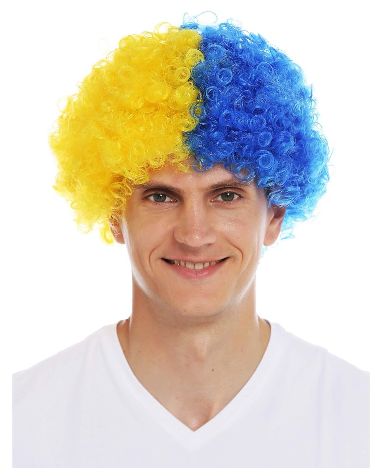 Blue & yellow Sports UCLA Bruins Chargers Brewers Warriors Fan Gear Afro Wig