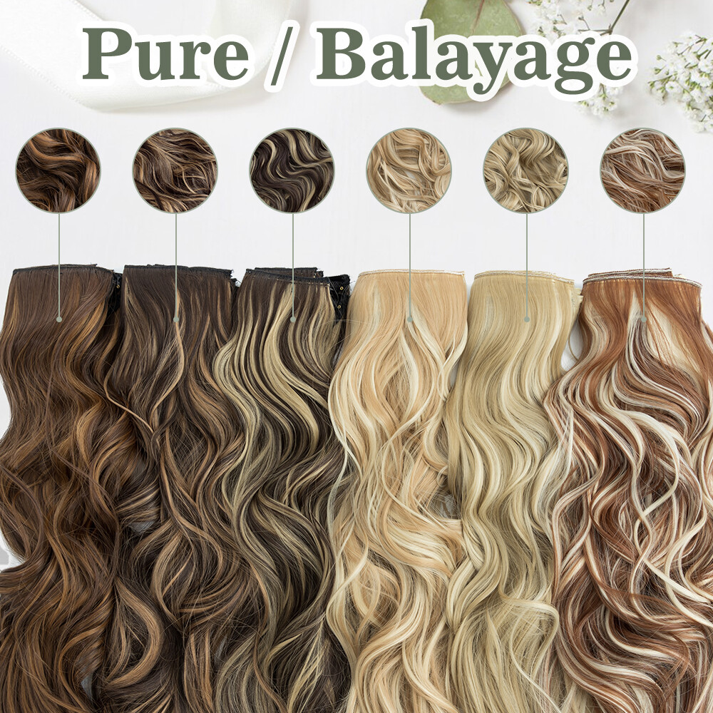 US Long Real Thick CLIP IN HAIR EXTENTIONS FULL HEAD 4 Pieces As Human Hair Wavy