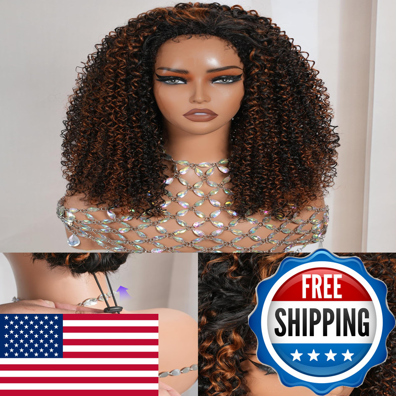 Wigchic 12 Kinky Curly Half Wig Human Hair Drawstring Fb/30 Balayage Highlight