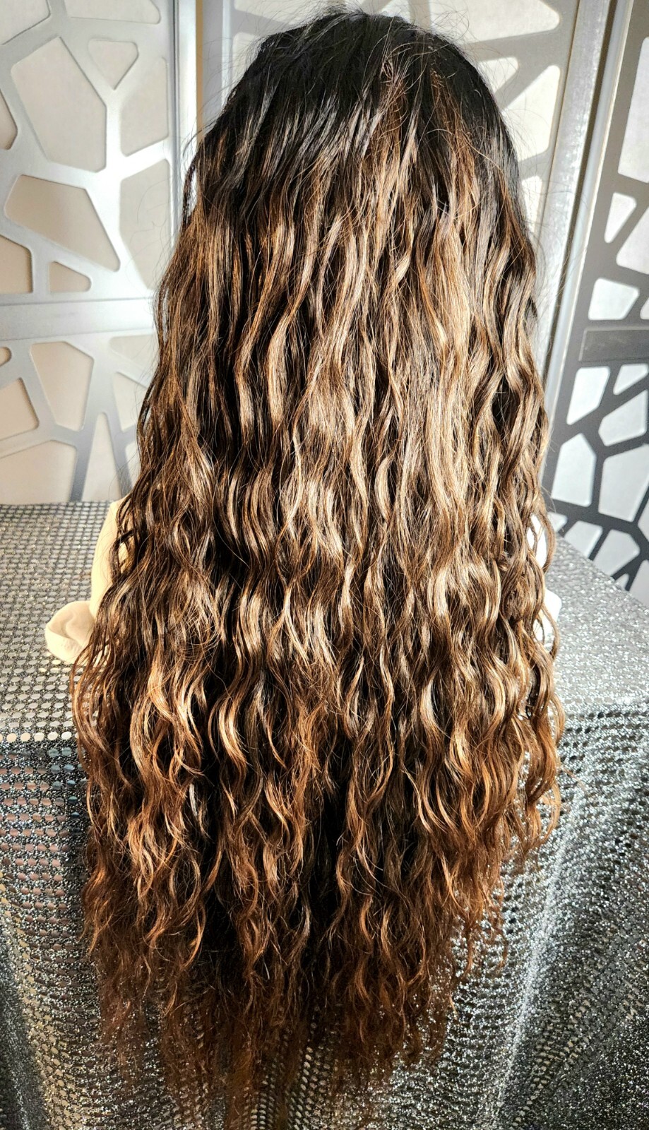 Curly Wet N Wavy Wig Auburn Brown Mix 13×4 Lace Front Long Wig Loose Wave Heat