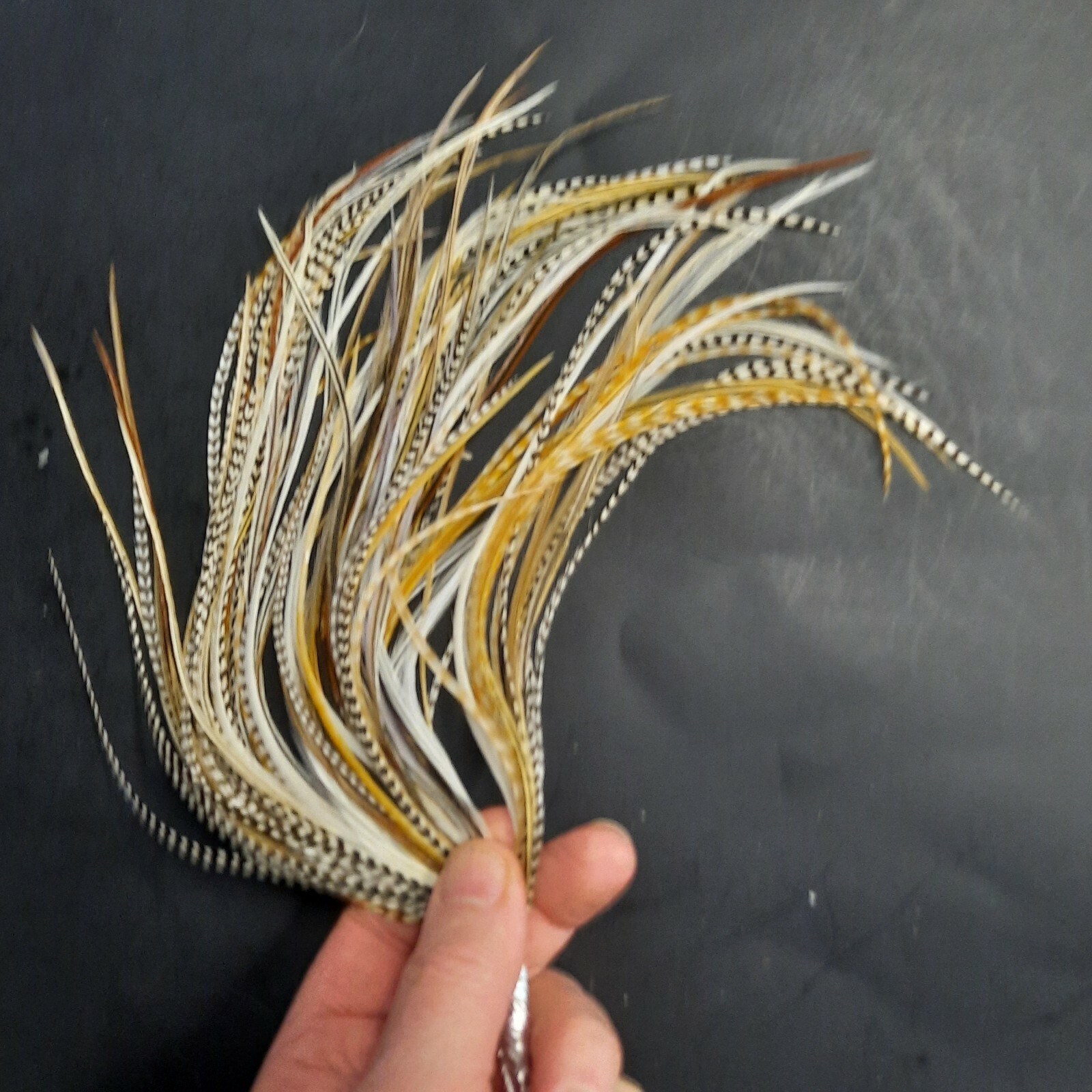 100 6 – 9″ NAT MIX WHITING GRIZZLY ROOSTER SADDLE FEATHERS FOR HAIR EXTENSIONS