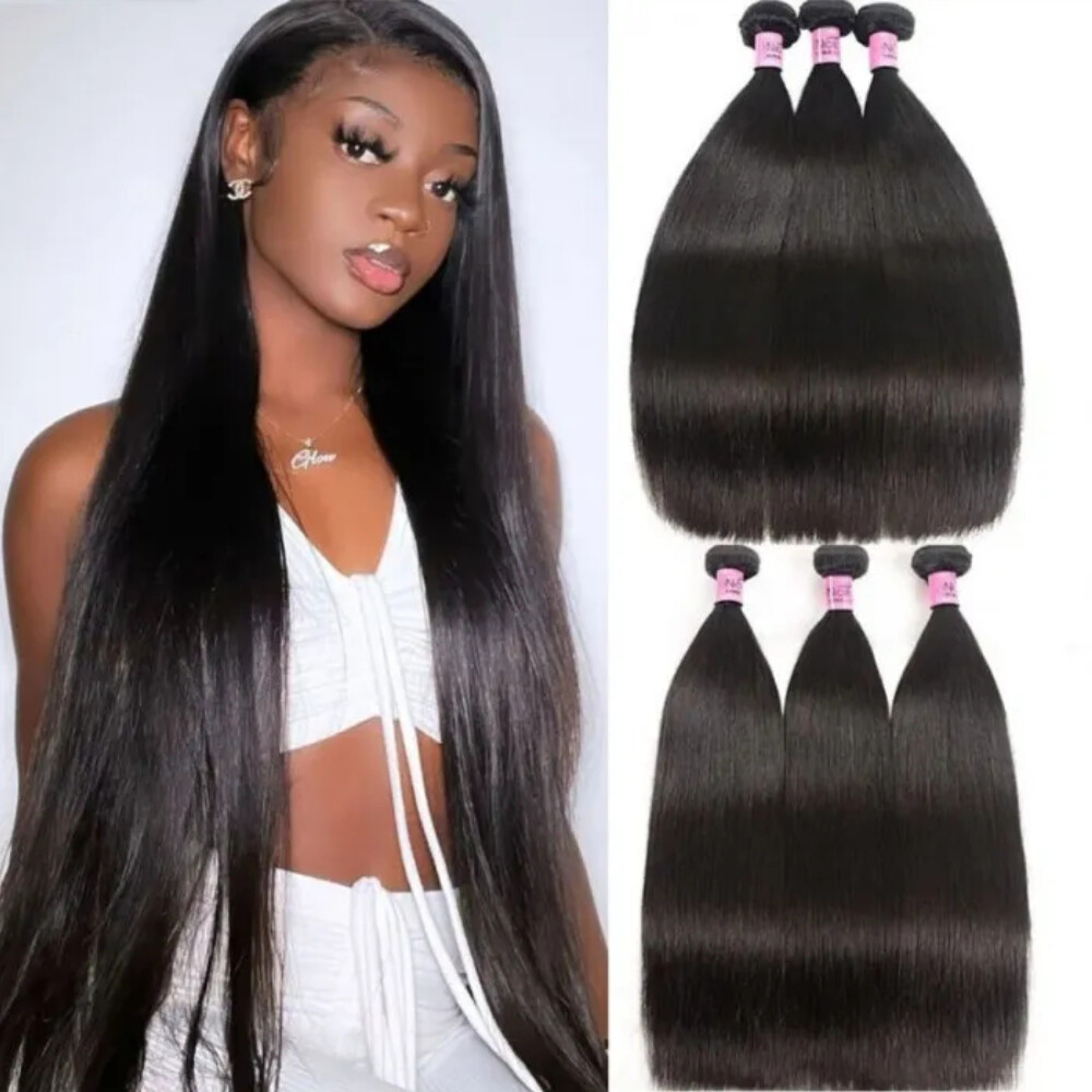 UNice Hair Indian Straight Human Hair Extensions Weaves 1-3 Bundles Weaves Wefts
