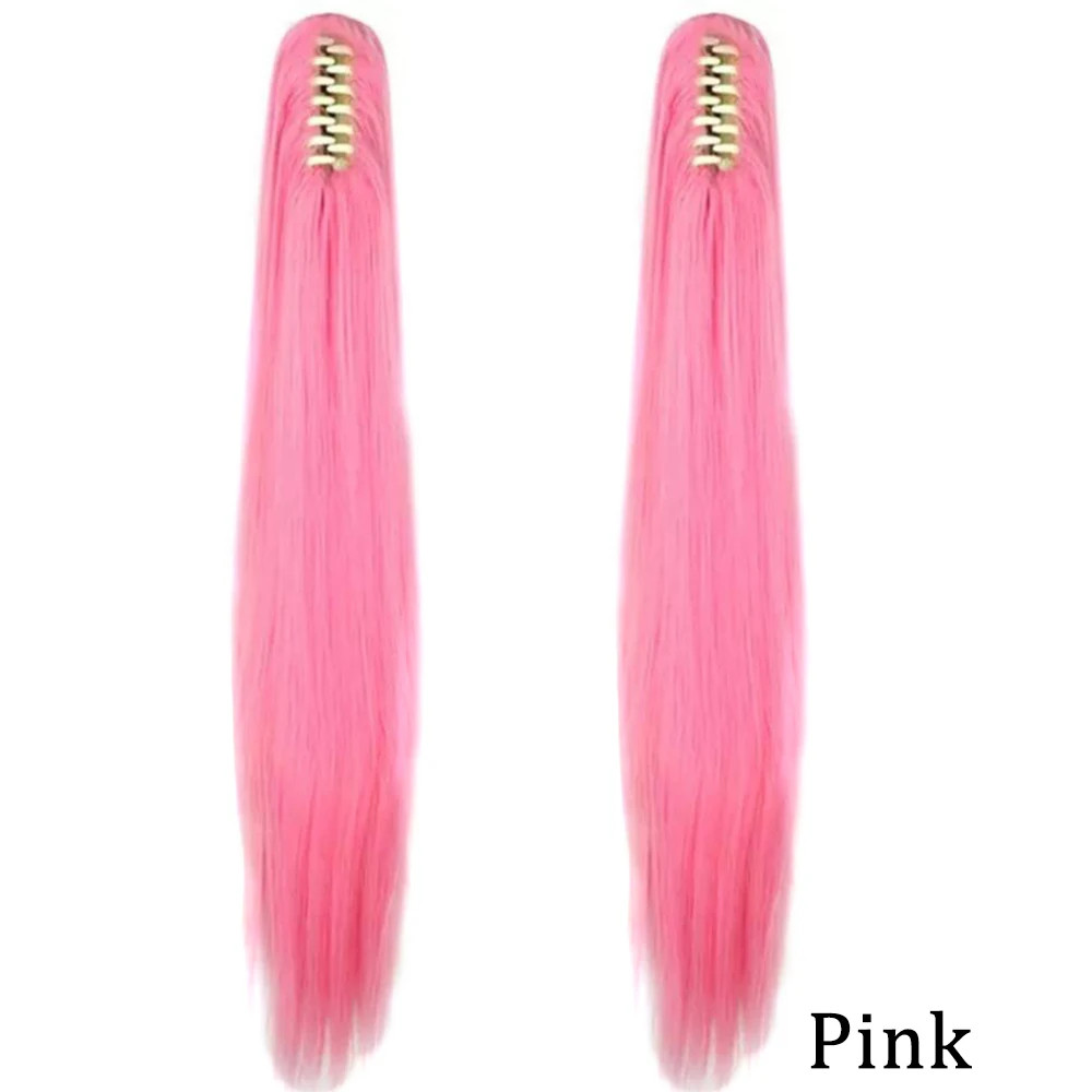 Women 24Inch Long Straight Synthetic Claw On Ponytail Hair Extensions Hairpiece