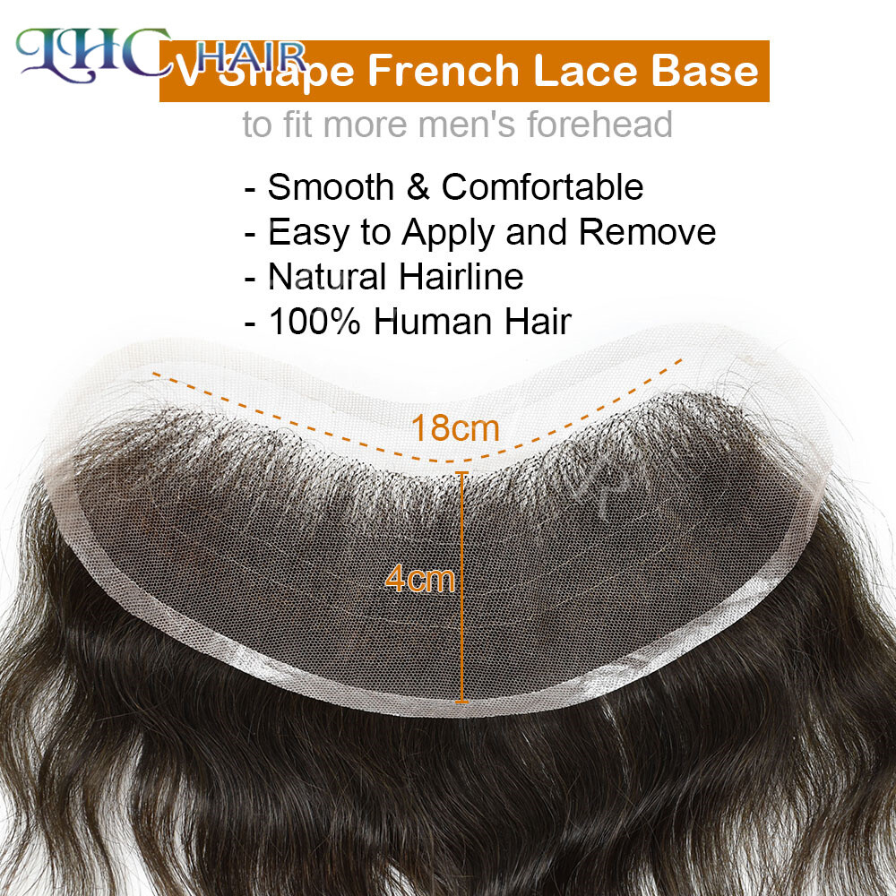Mens Frontal Swiss Lace Hairpiece for Receding Hairline Natural Human Hair 4×18