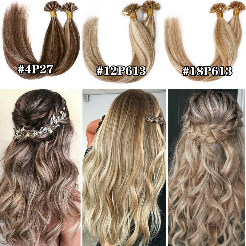 Keratin Bonded U Tip Hair Extensions Double Drawn Remy Human Hair Various Colors