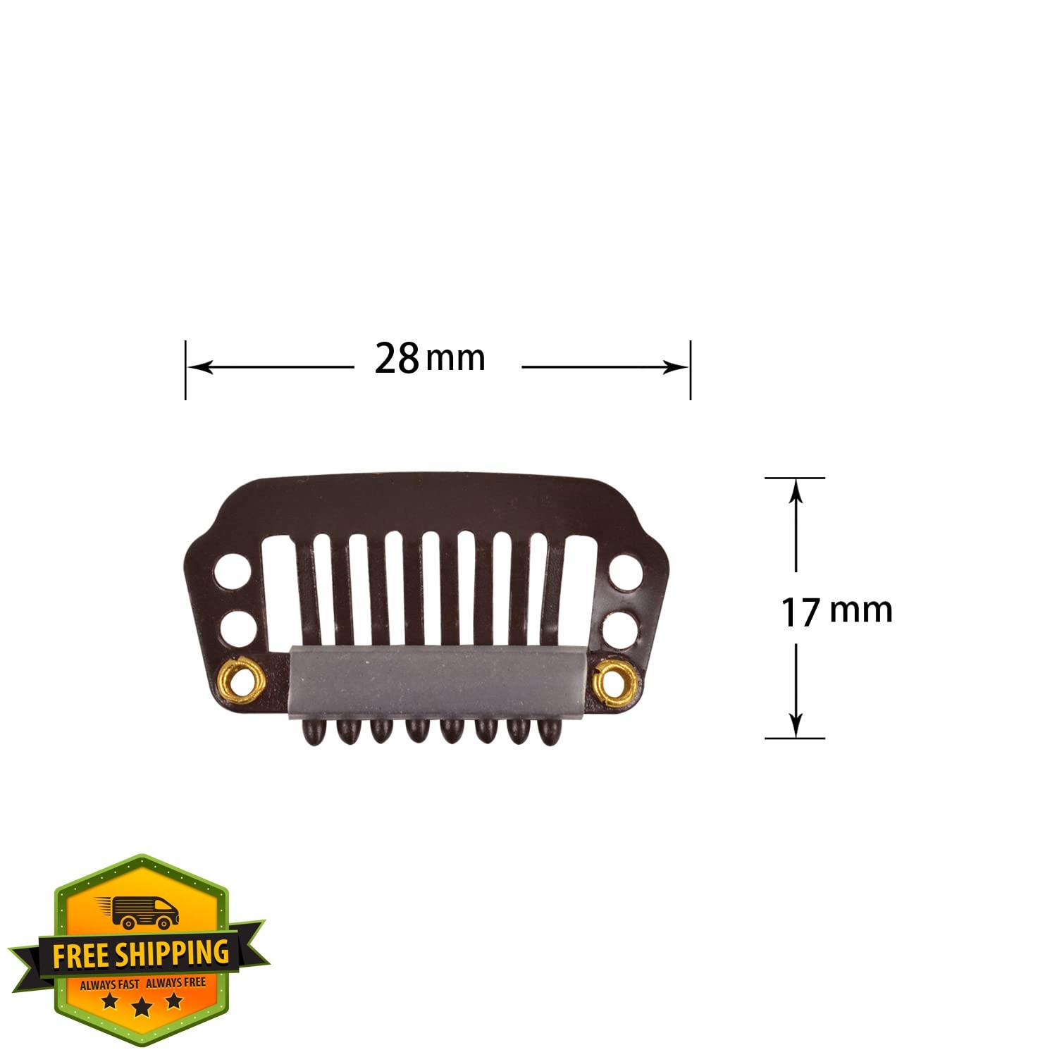 YTBYT hair extension clips 28mm dark brown 8-teeth