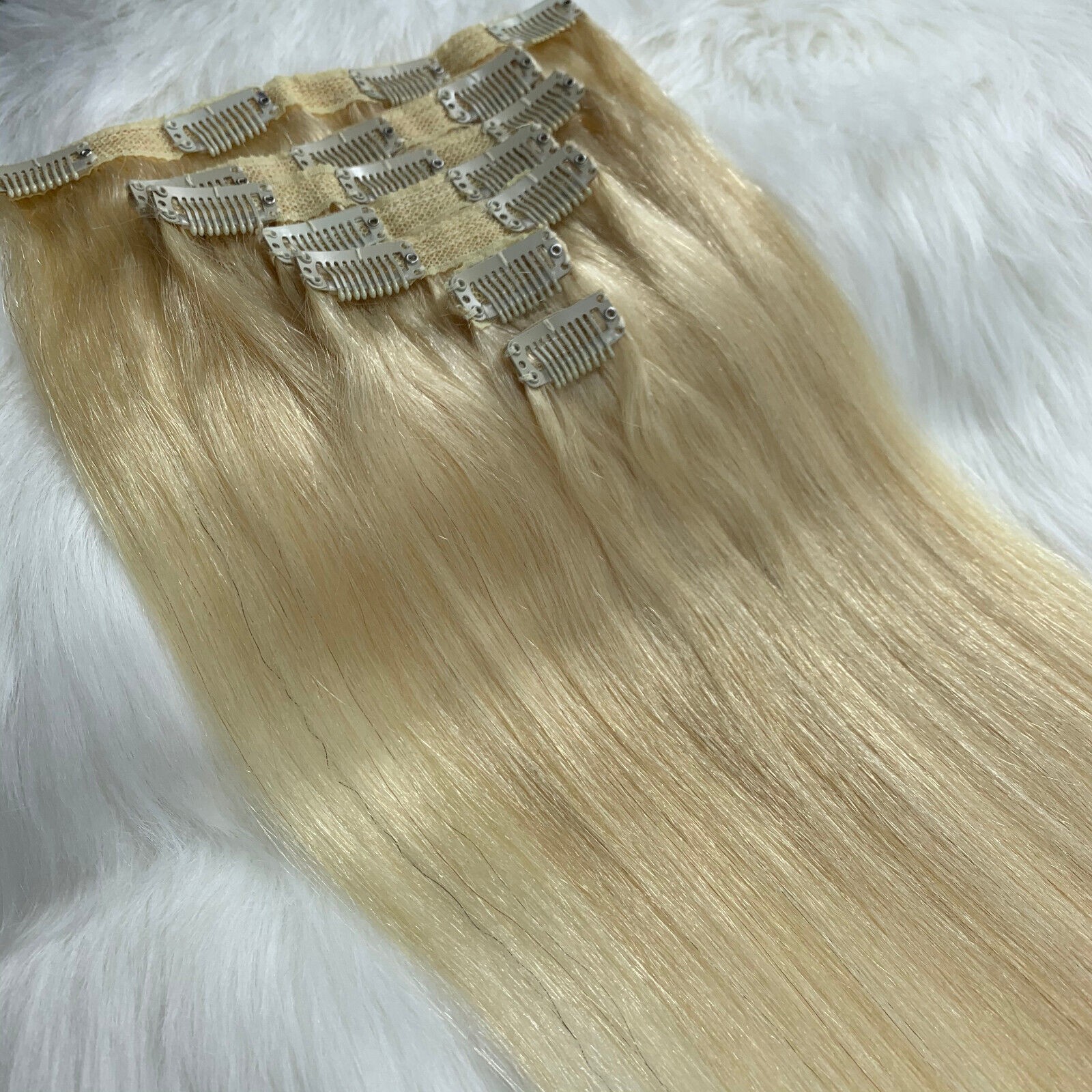 Full Head Double Weft Clip in on Remy Human Hair Extensions Thick European Hair