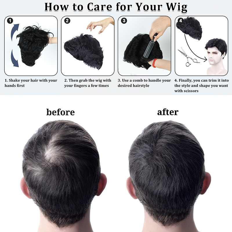 100% Remy Human Hair System Clip in Hairpiece Replacement Toupee For Men 6″x7.5″