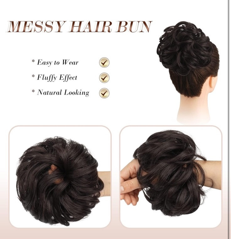 Thick Messy Bun Hair Piece Scrunchies Updo Wrap Hair Extension Grey Lot Of 5 AM2
