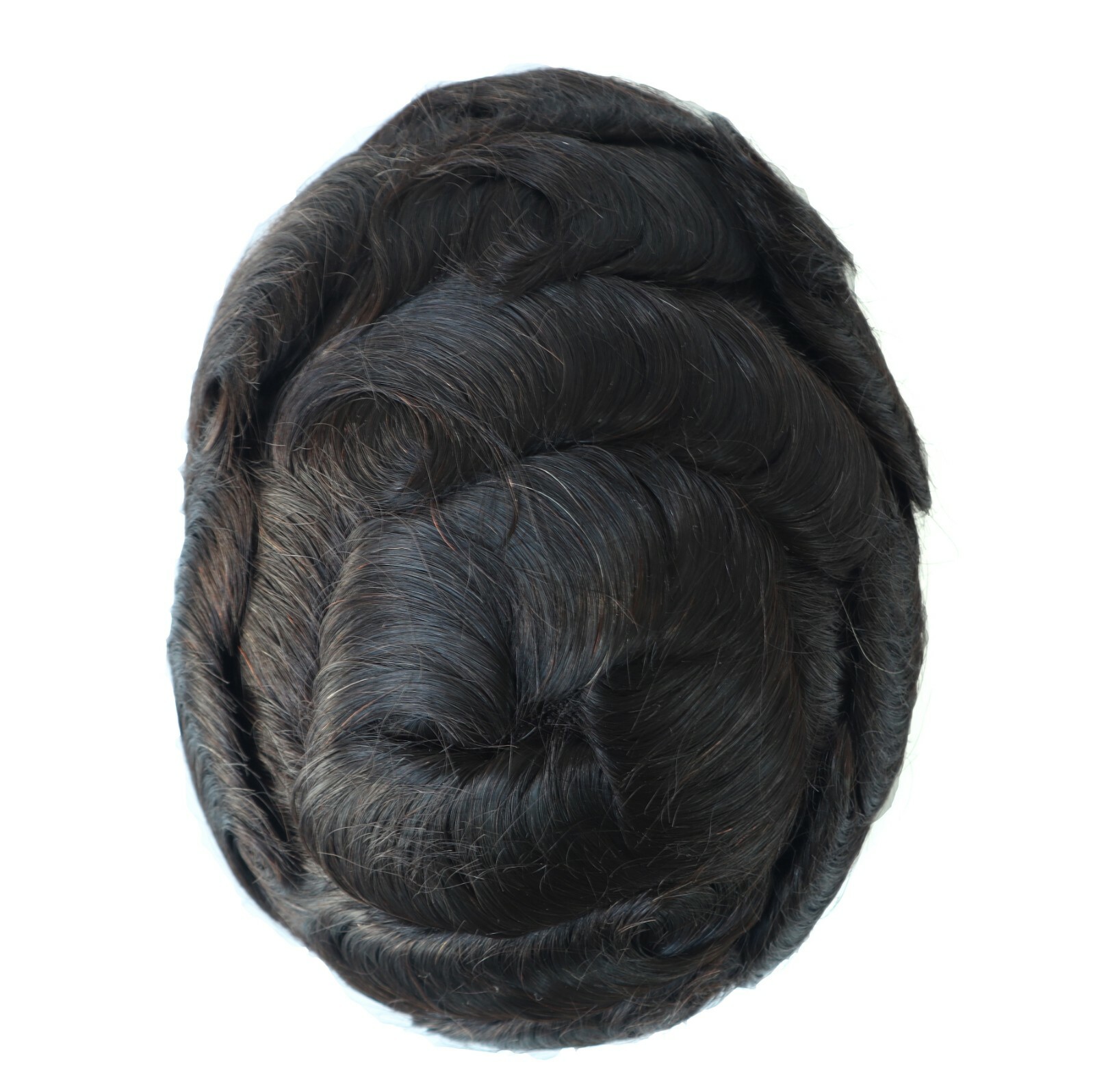 Mens Human Hair Replacement System Fine Mono Toupee Indian Hairpiece Dark Brown