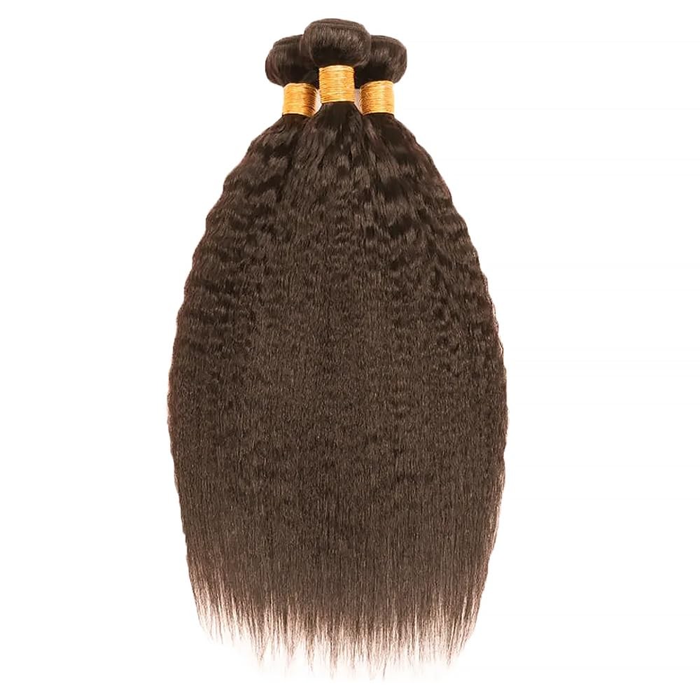 Suhkrpt 22 24 26 Inch Color 4 Bundle Dark Brown Yaki Straight Human Hair