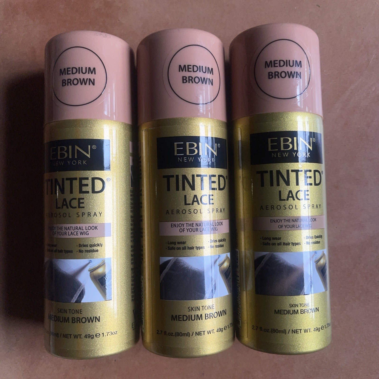 3- Ebin New York Tinted Lace Medium Brown /Medium dark brown aerosol Spray