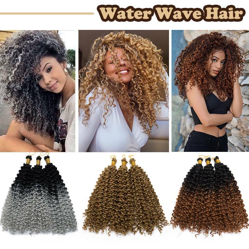 US Curly Water Wave Braids Twist Crochet Braiding Hair Extensions Ombre as Human
