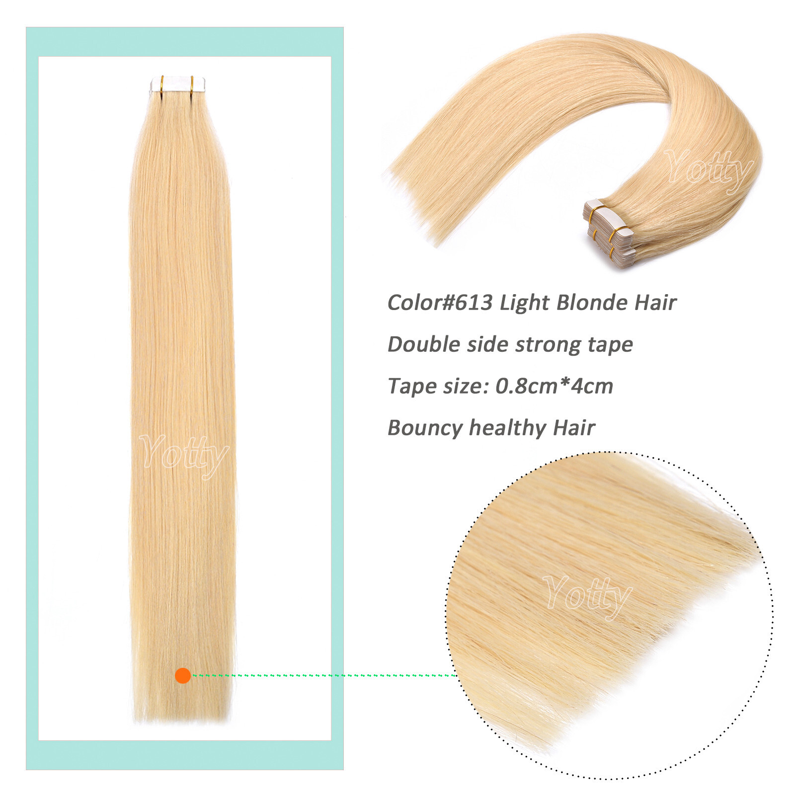 Seamless Adhesive Tape-in Real Human Hair Extensions Invisible Skin Weft Hair12A