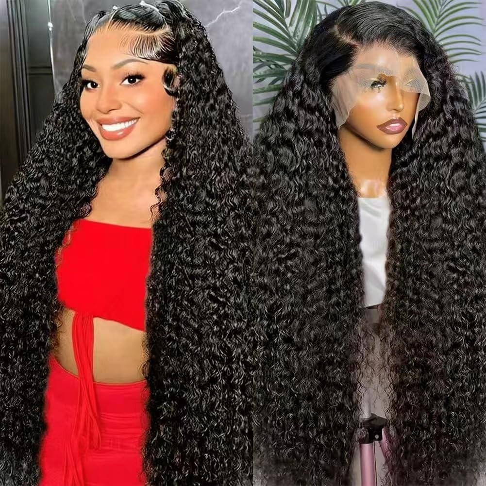30″ 13×6 Deep Wave Lace Front Wig – 200 Density HD Lace, Pre-Plucked, Glueless,