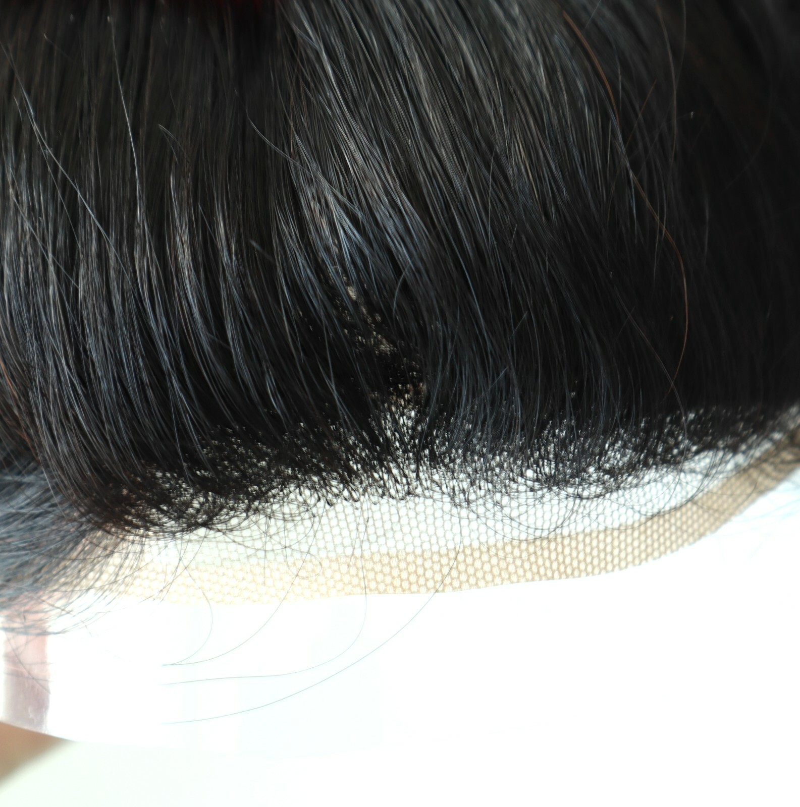 Mens Human Hair Replacement System Hairpiece Fine Mono Lace Front Toupee #1B