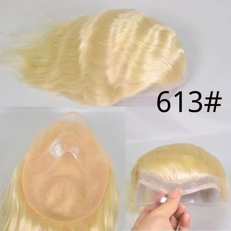 Toupee For Men Human Hair Replacement System Mono Thin Skin Pu 10×8