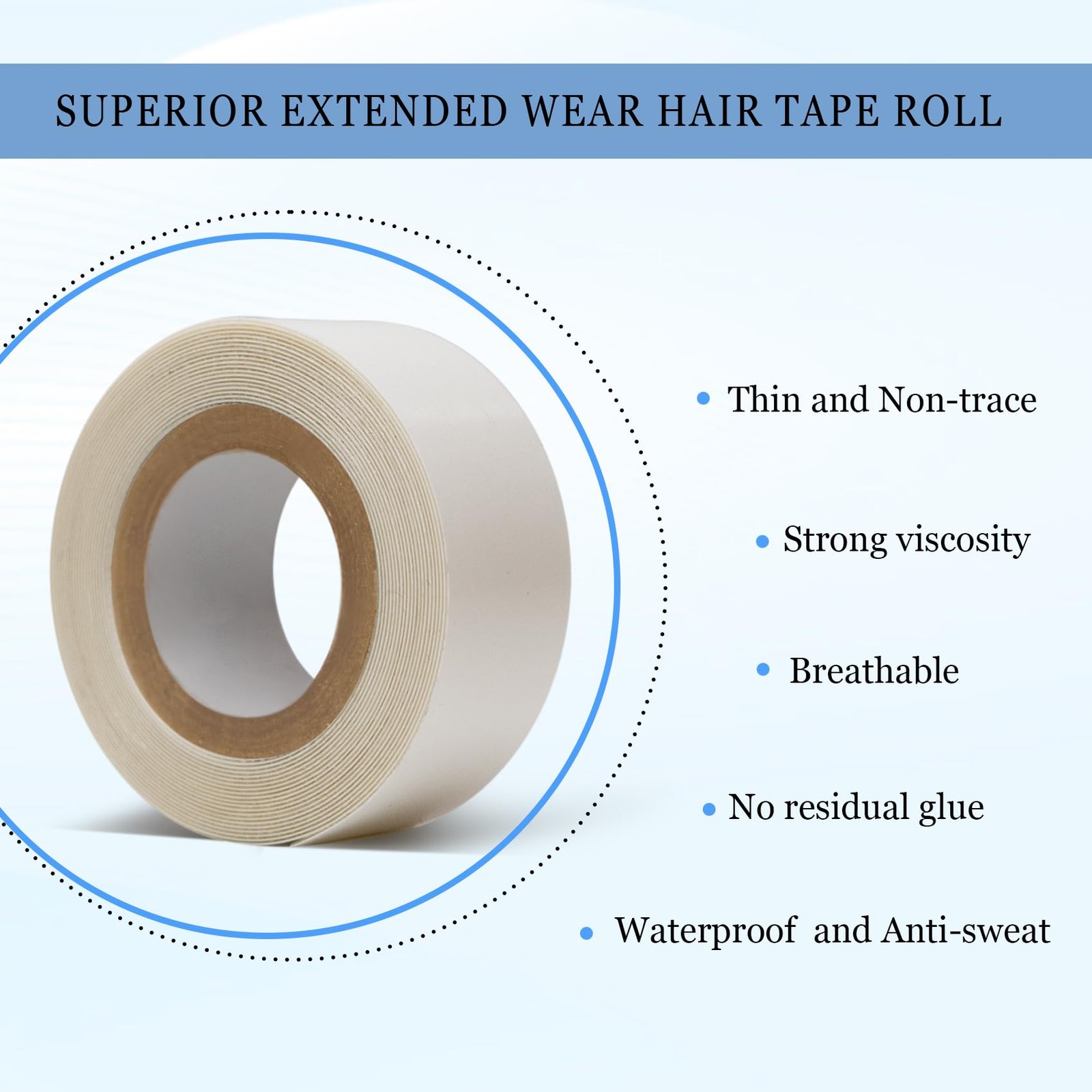 1″(2.54cm)*3Yards White Lace Front Wig Tape Roll Waterproof Strong Double Sid…