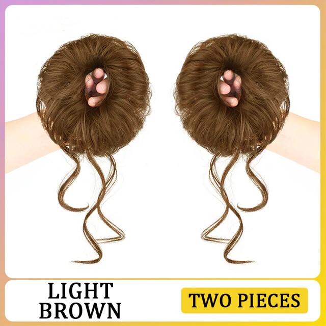2 Pieces Girls Messy Hair Bun Hair Scrunchies Extension Curly Wavy Messy Chignon
