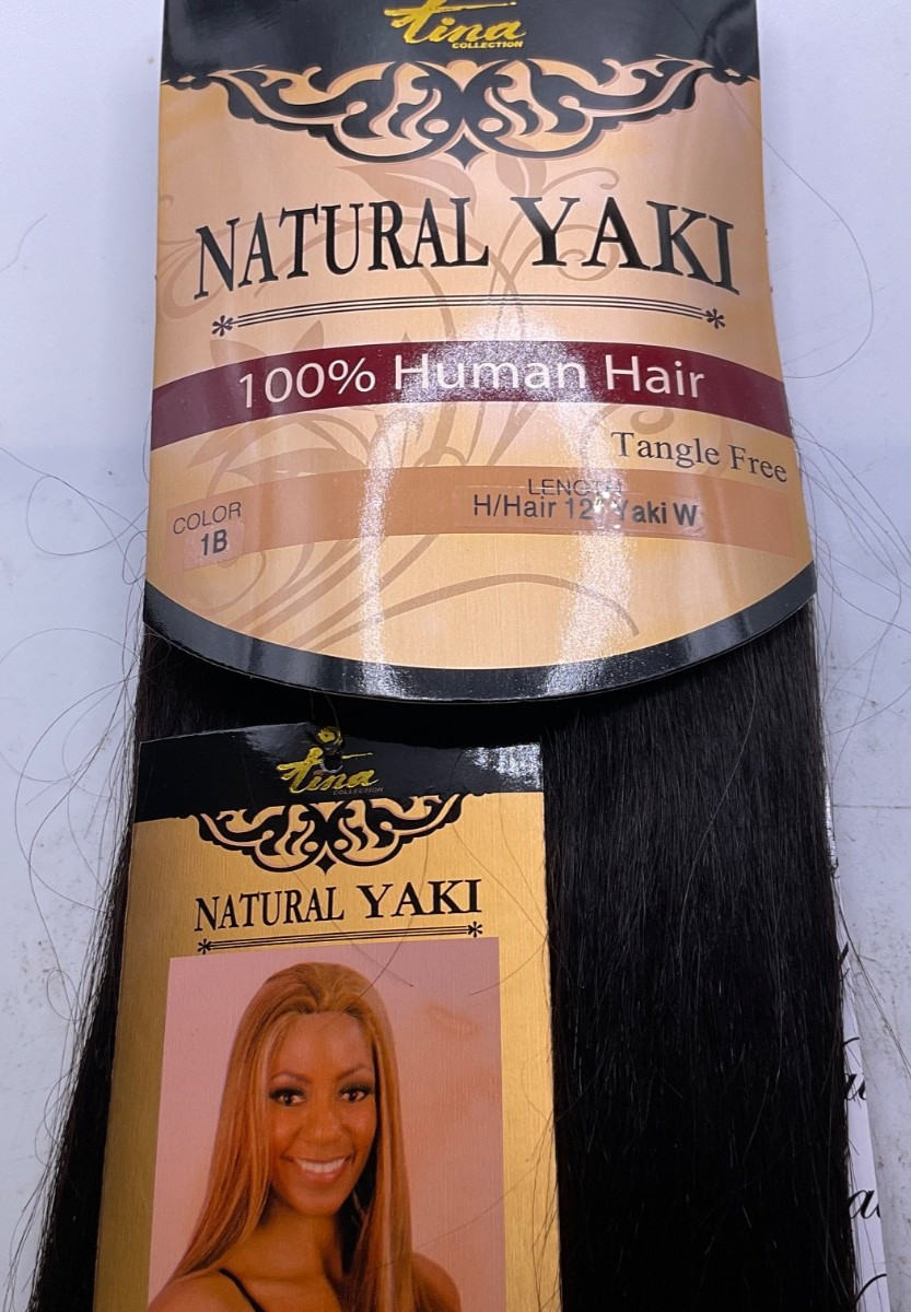 Tina Collection Natural Yaki 100% Human Hair Yaki 12″ Color: 1B