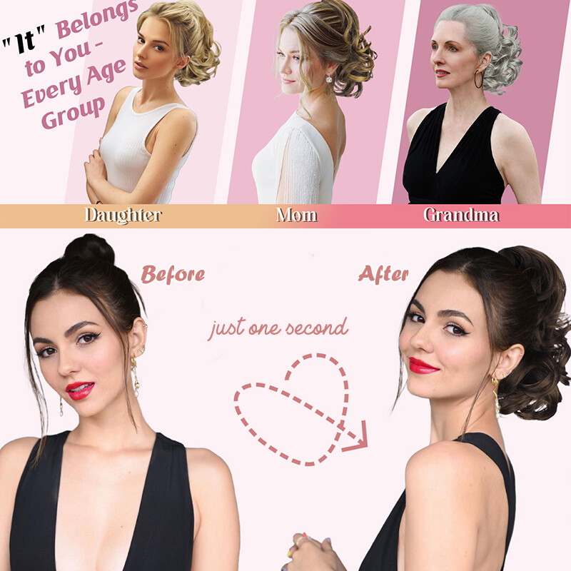 US Claw Clip Hair Bun Ponytail Extensions Curly Chignon Straight Updo Hairpiece