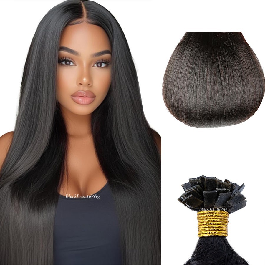 Light Yaki Flat Tip Human Hair Extension Keratin Fusion Yaki Straight K Tip Hair
