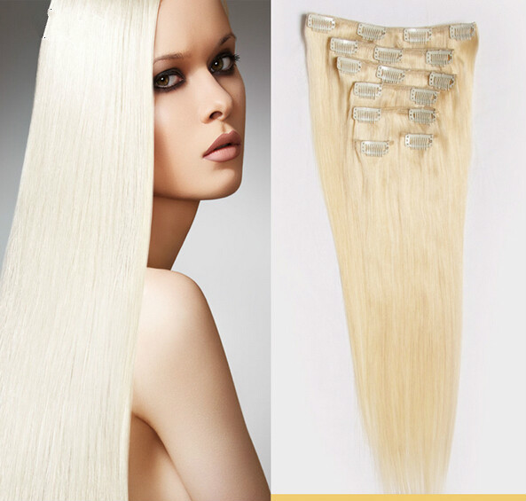 Any Color Clip In 100% Real Remy Human Hair Extensions Weft Full Head Natural