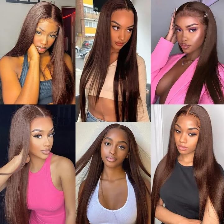 Heumhrn 4 Brown Bundles Human Hair Chocolate Straight Bundles 22 24 26 Inch