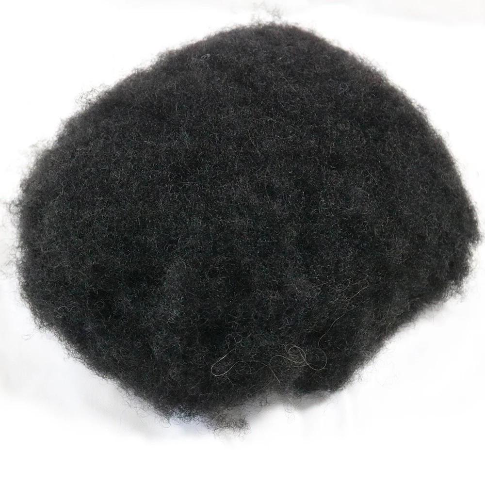 Afro Men’s 4mm Tight Curly Toupee Super Thin Skin Full PU Base 100% Human Hair