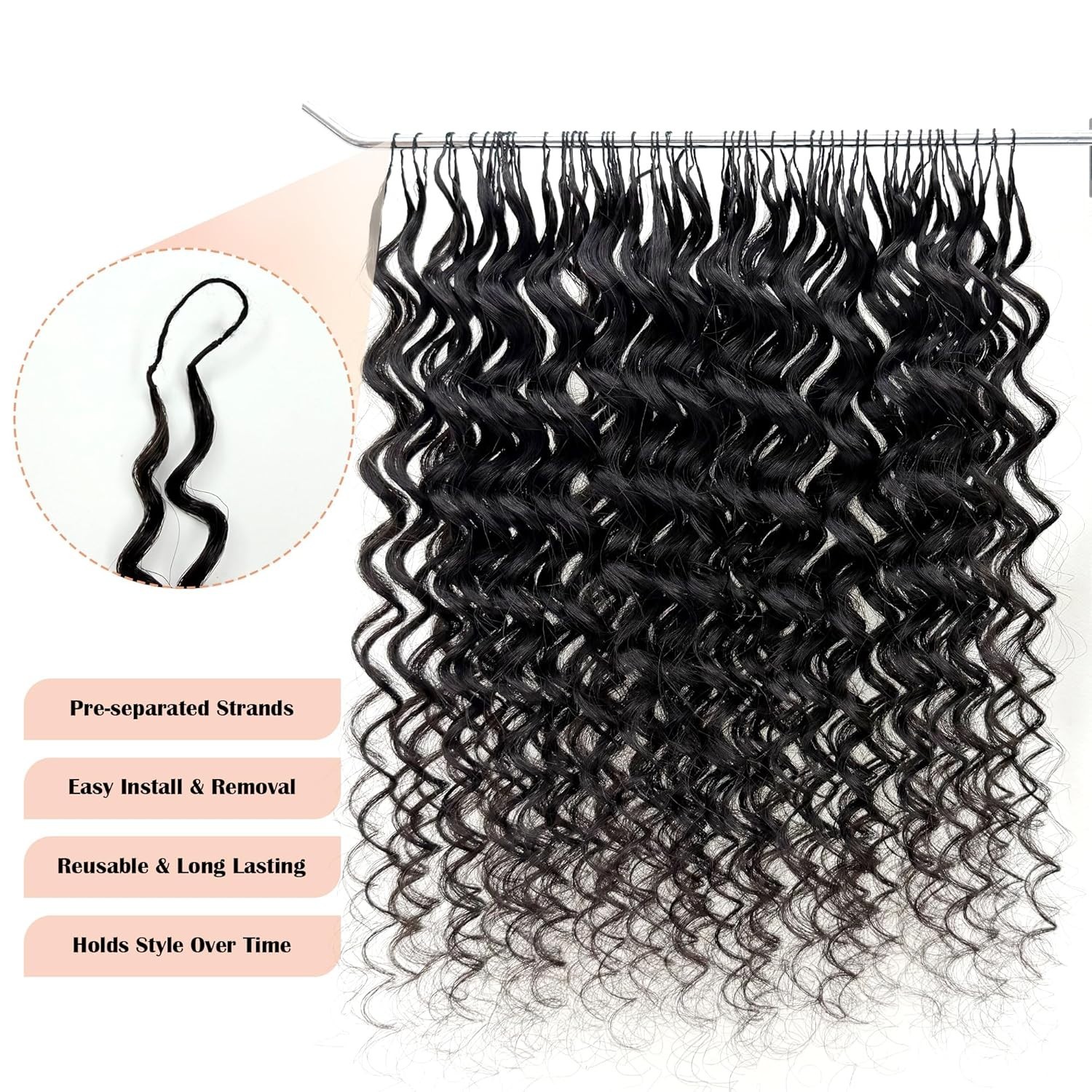 120g – 20 Inch – 100strands – Miracle Knots Crochet Human Hair Loose Deep Wave