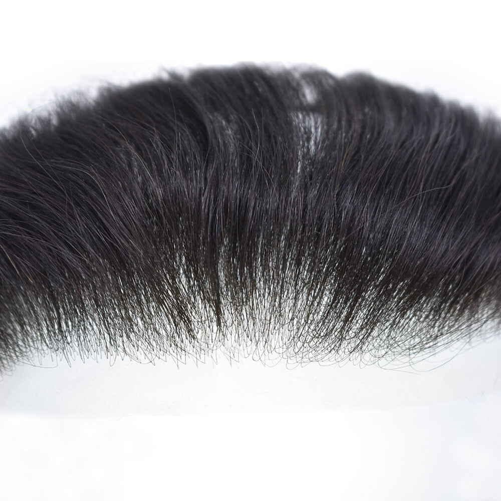 Mens Frontal Hairpiece Invisible Human Hair V-Loop Skin Pu for Receding Hairline