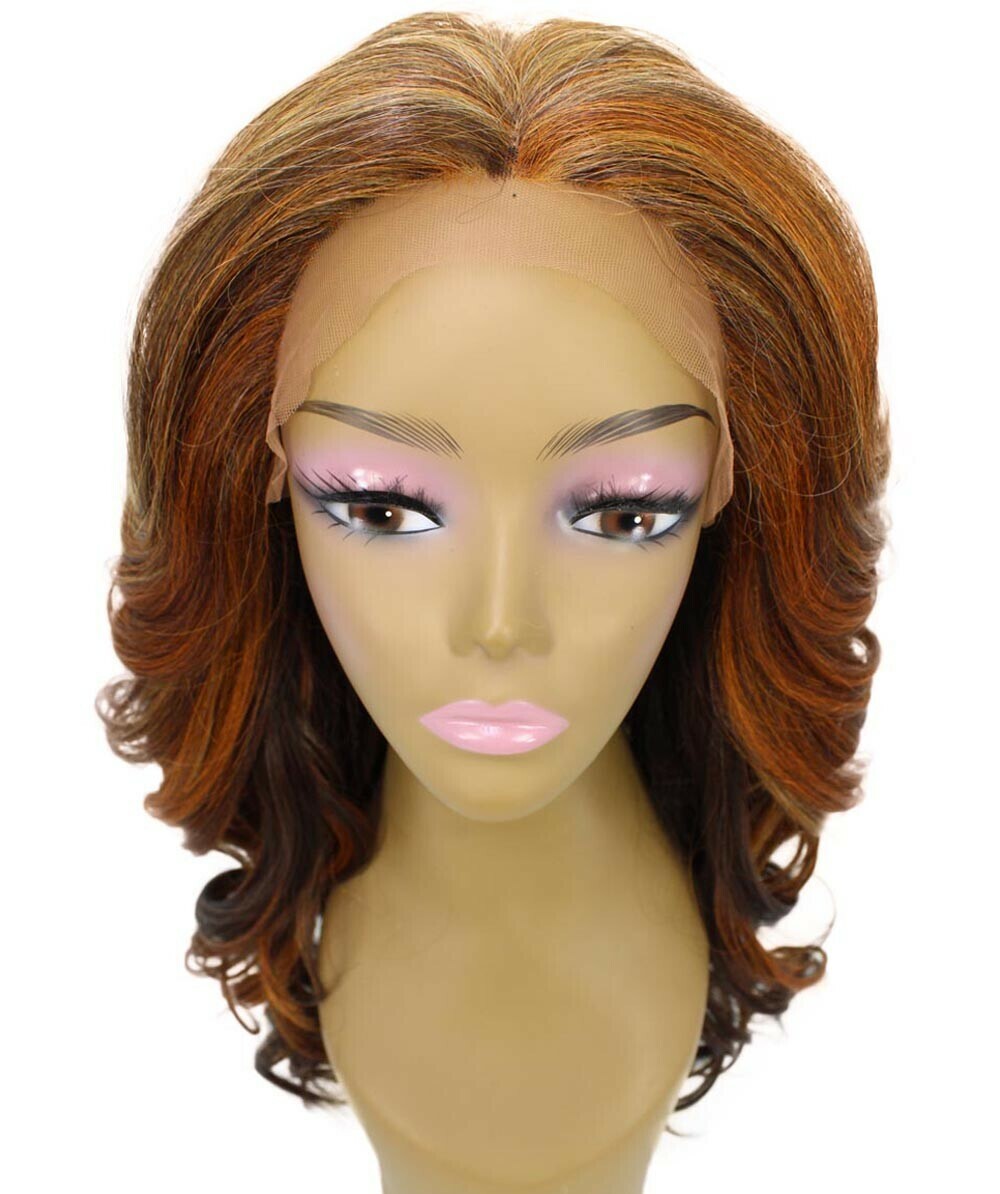 Yenne Wavy 23″ Long 4X4 Hand-Tied Lace Front Wig BLT-0107, Auburn Brown Blend