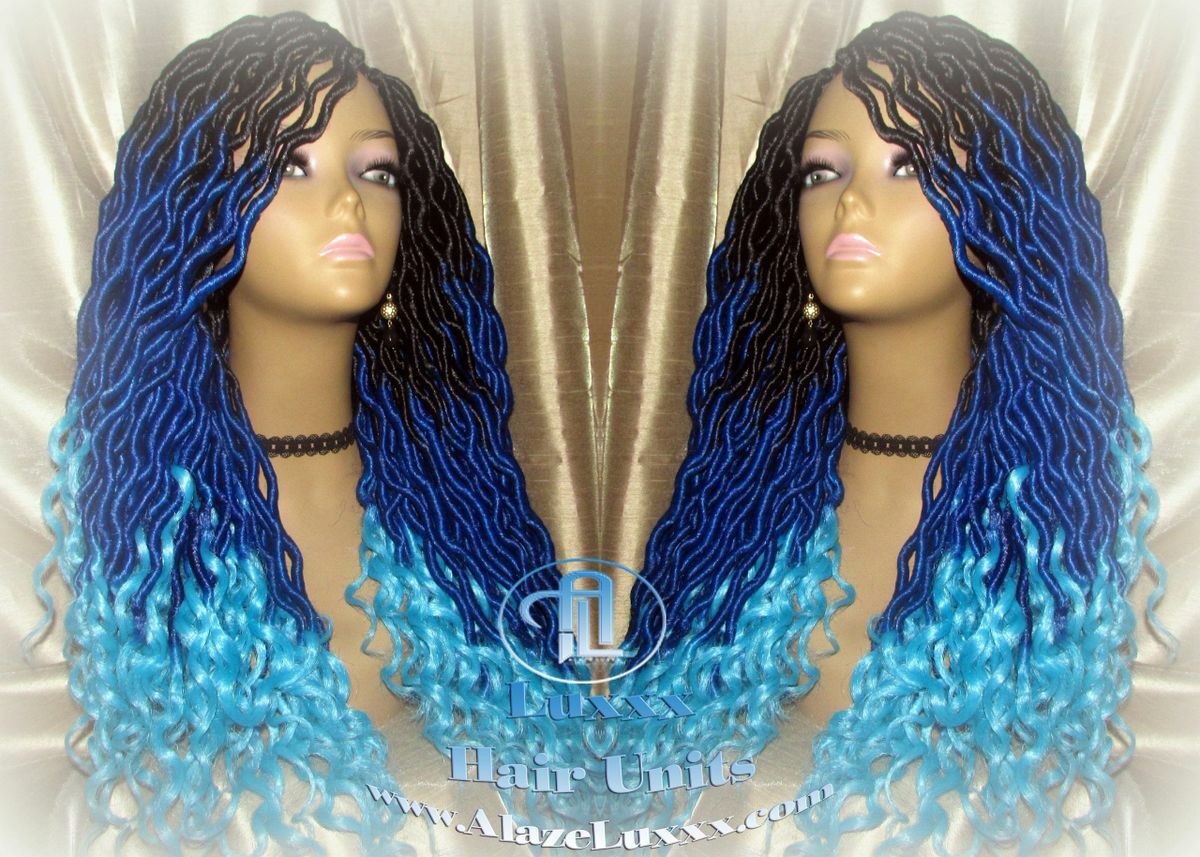 Blue Locs Ombre curly Mermaid Drag Queen Cosplay Wig Carnival Festival Hair