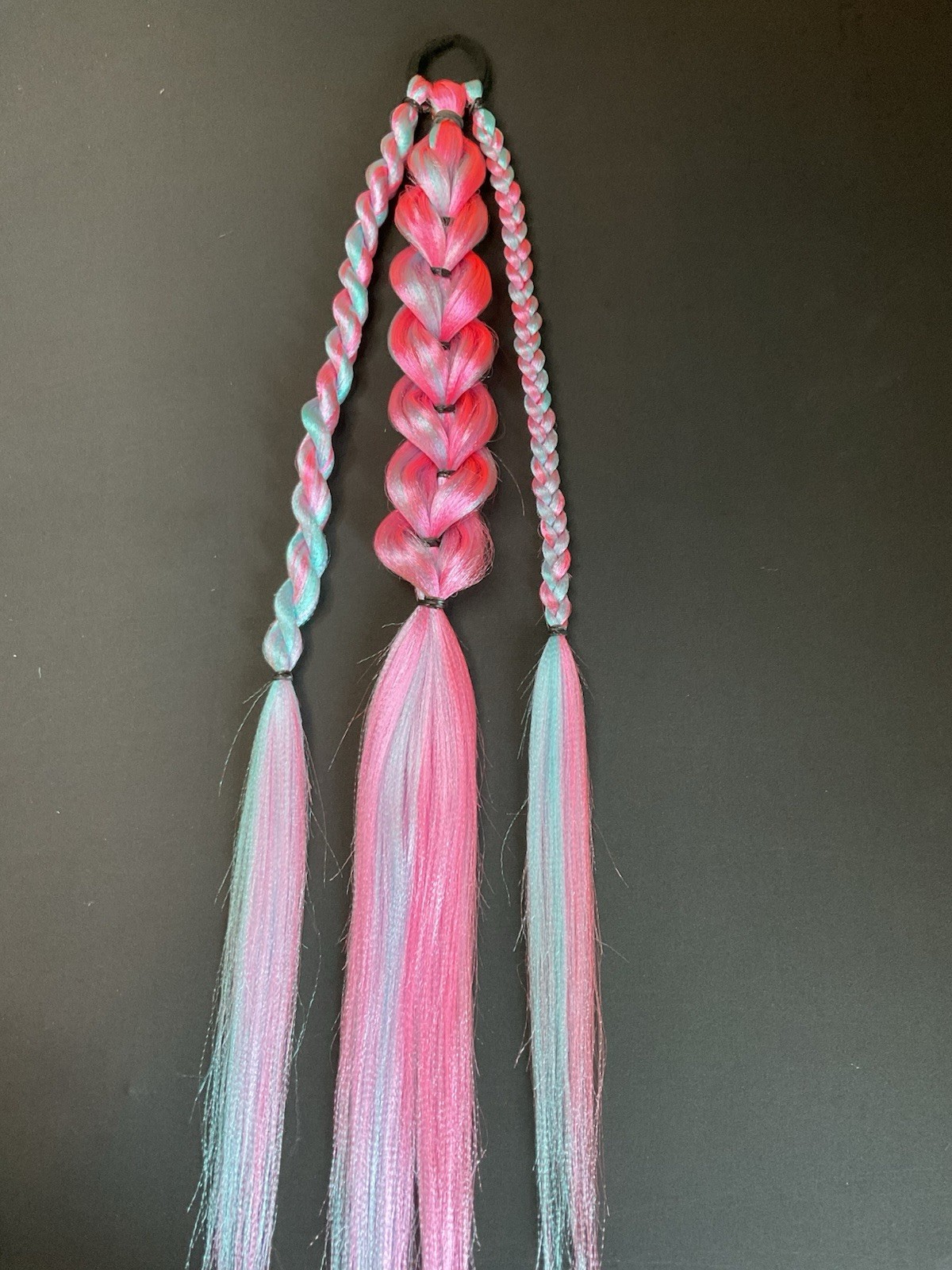 pink blue Reusable Braided Ponytail Extension Softball Braids Festival Rave Brai