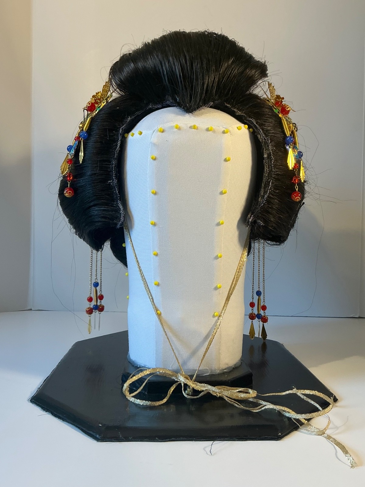 Japanese Traditional KATSURA Japanese Hair Bridal Wig Case with Stand & Kanzashi