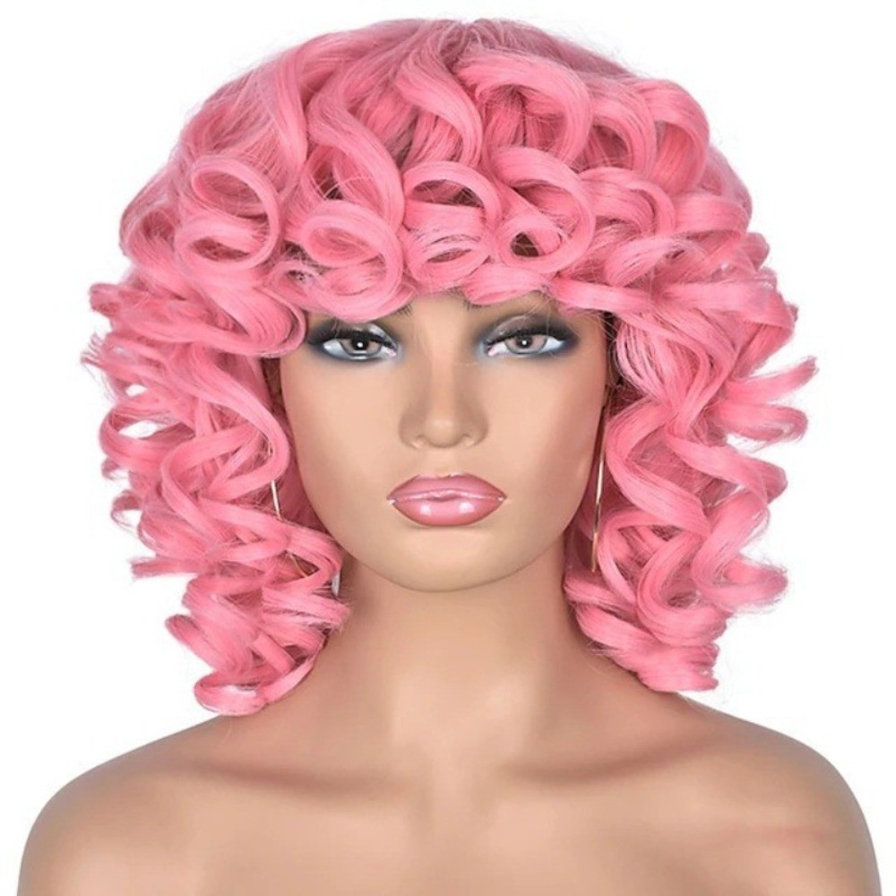 Multi-color Short Afro Kinky Curly Wig Synthetic Full Head Wig For African Women