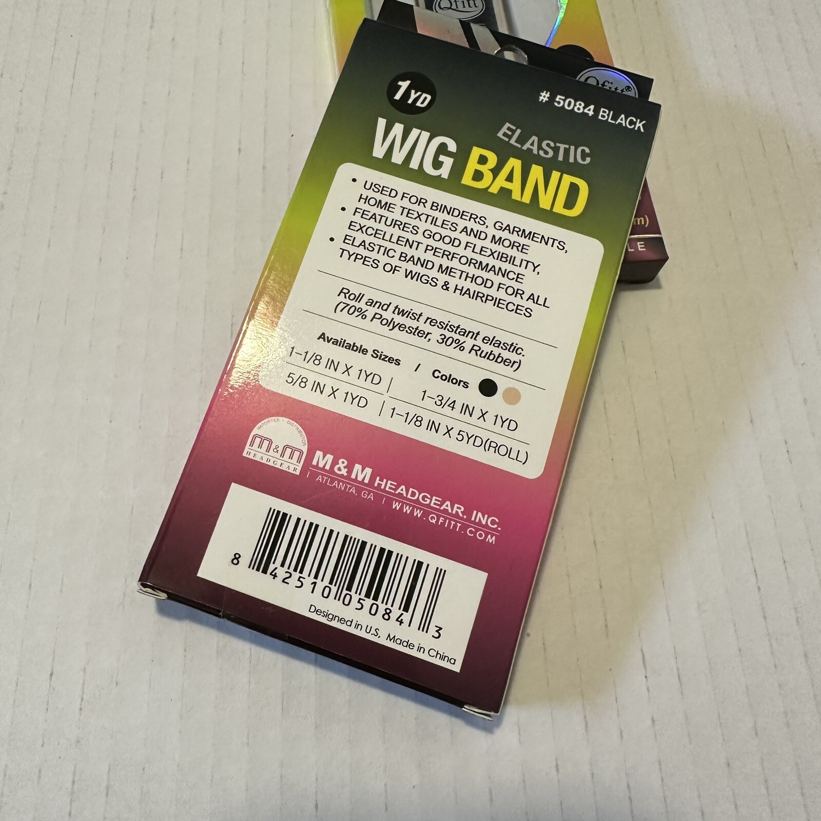 Qfitt Elastic Wig Band Lot Of 2 Black 5084 Non Slip 1 Yard Each New In Box