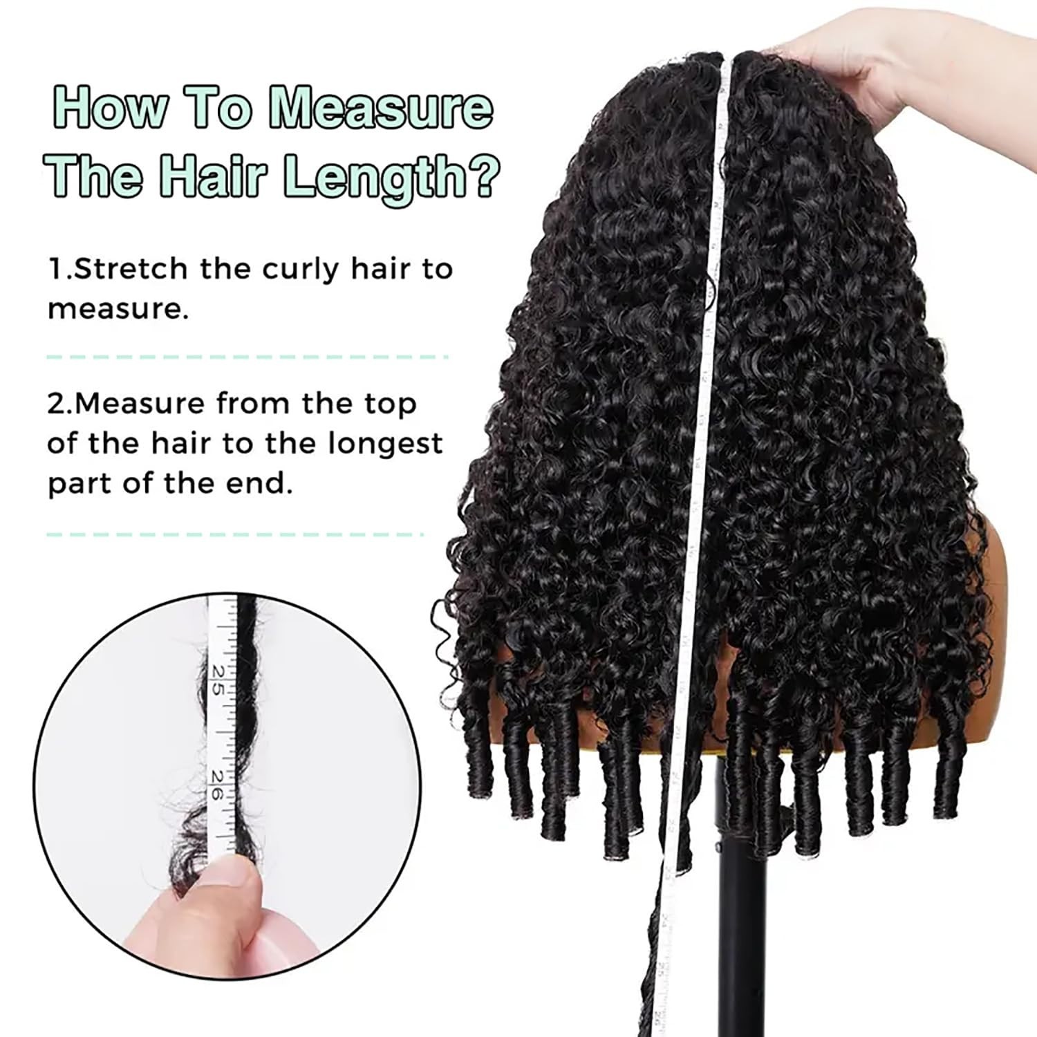 200% Density Curly Half Wig Human Hair – Drawstring, Seamless, Quick Install, 26
