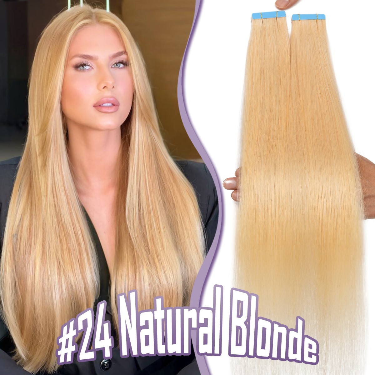 Invisible Tape in Human Remy Hair Extensions Skin Weft Thick Dark Brown 40Pieces