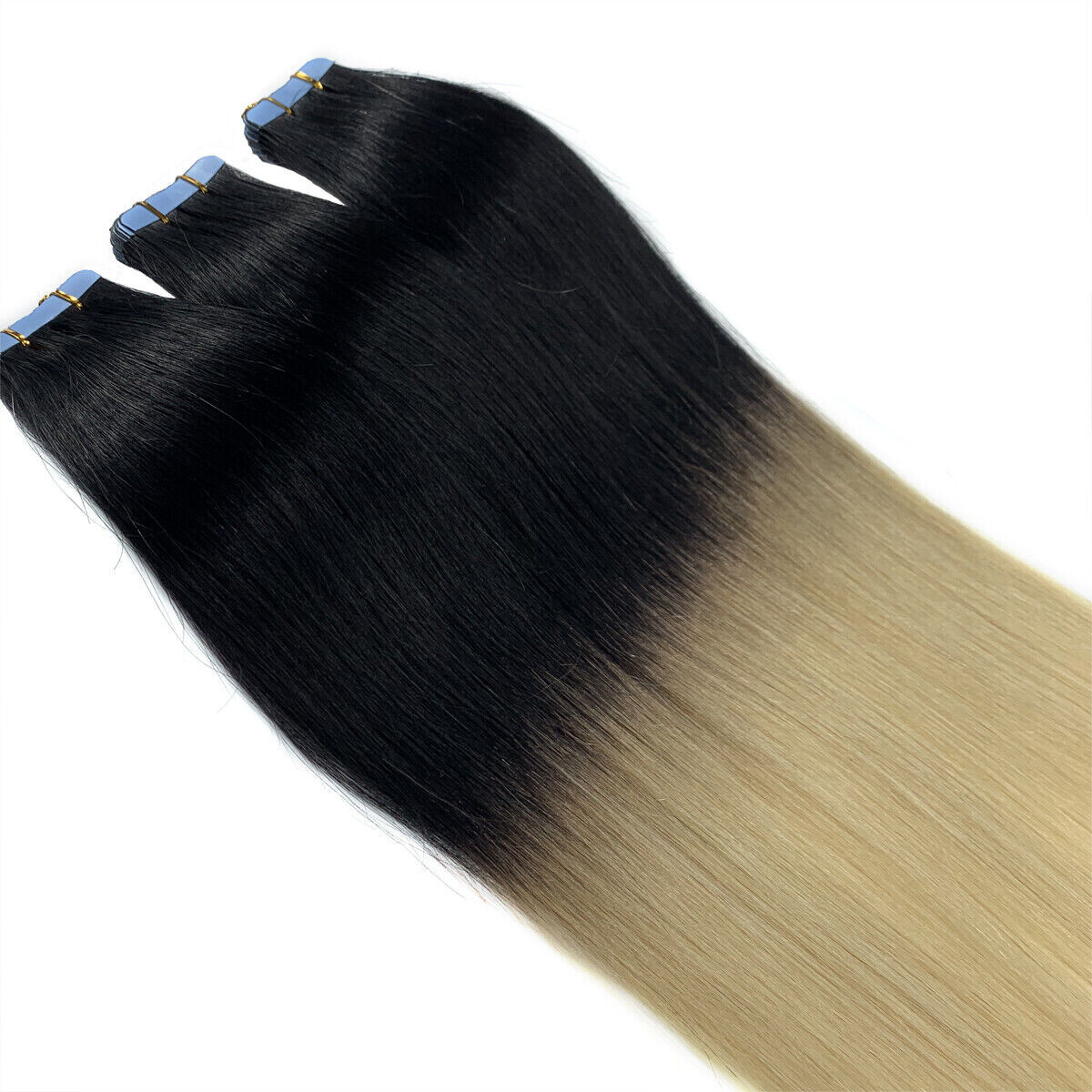Tape in Real Human Hair Extensions Skin Weft Remy Russian Hair BalayageHighlight
