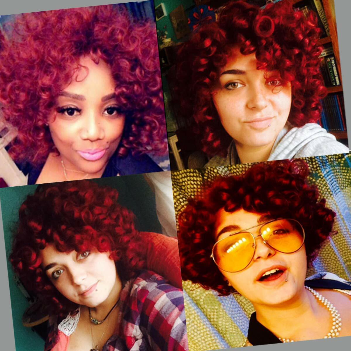 Short Bouncy Curly Burgundy Red Wig With Bangs Natural Fashion 99j Red Curly Wig
