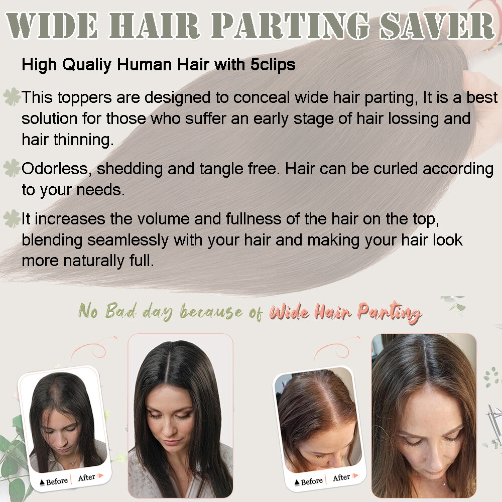 Women Hair Toppers Real Remy Human Hair Scalp Line Cover Thinning Hair Parting