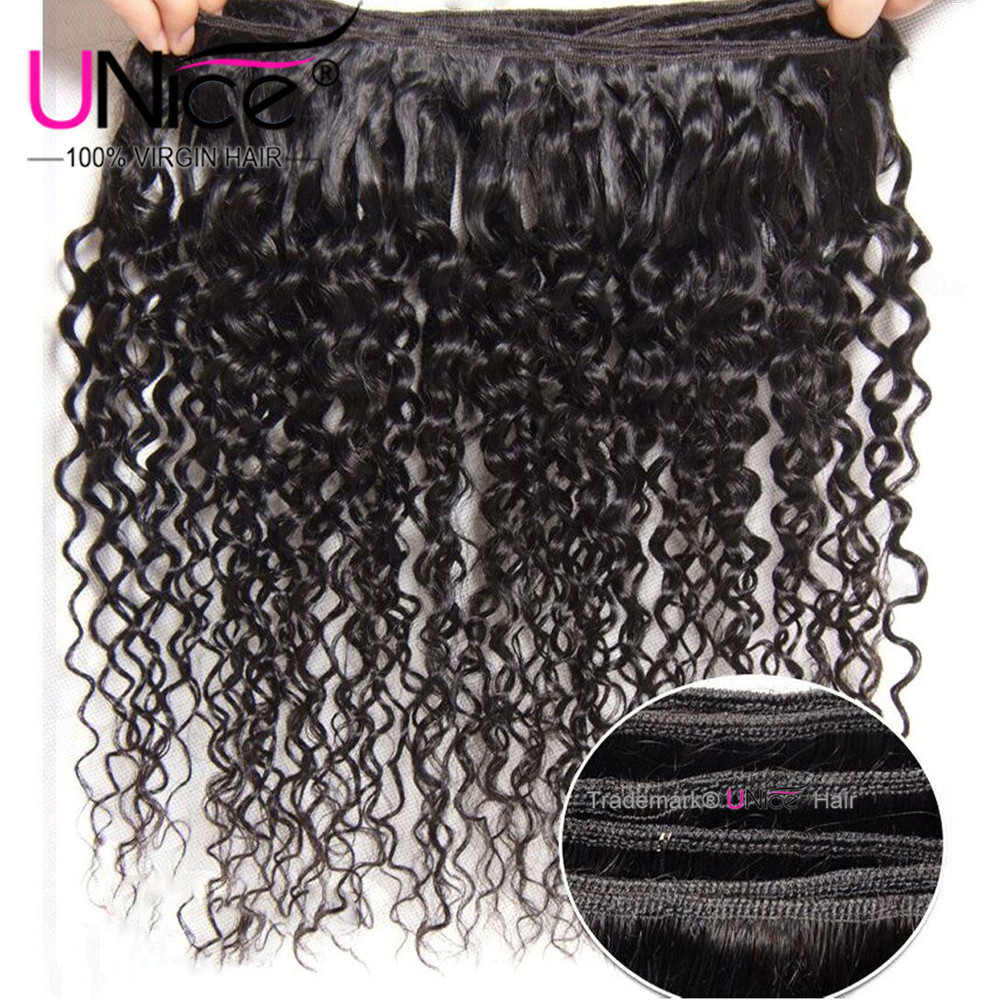 UNice Hair 3 Bundles Curly Virgin Hair Weave 100% Eurasian Human Hair Extensions