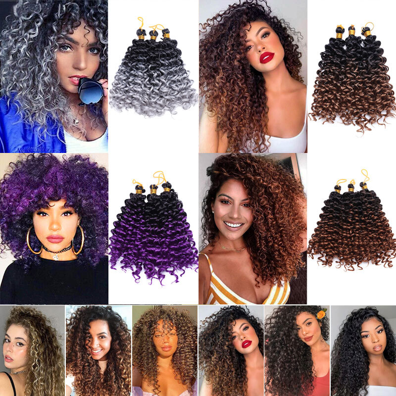 Women Deep Water Wave Crochet Braids Twist Hair Extension Afro Curly Kinky Hair