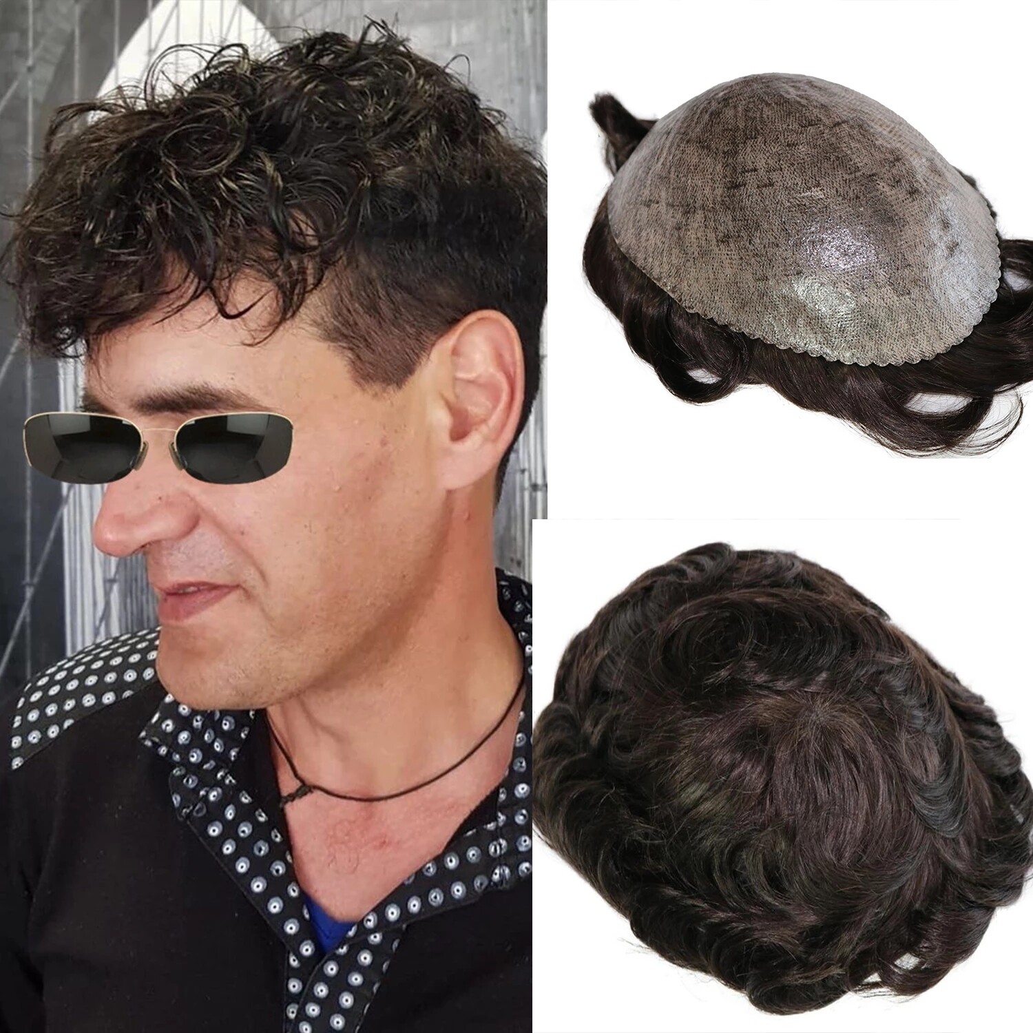 Men’s Wigs Human Hair Full Skin PU Toupee Men Capillary Prosthesis Hair Unit Wig