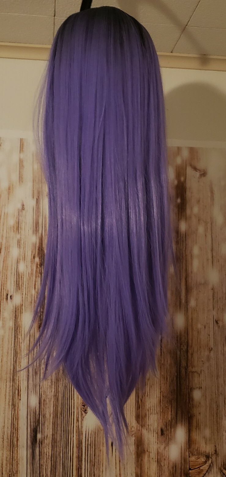 Wig Andria Hair Products Strait Black To Purple Ombre 24 Inch with free lashes